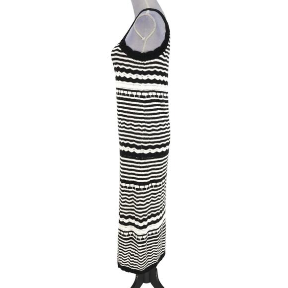 Joie Sweater Dress Womens Small Black White Stripe Maxi Viscose Beach Resort - Picture 6 of 13